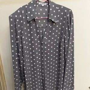 Grey and White Polka Dot Express Portofino Shirt